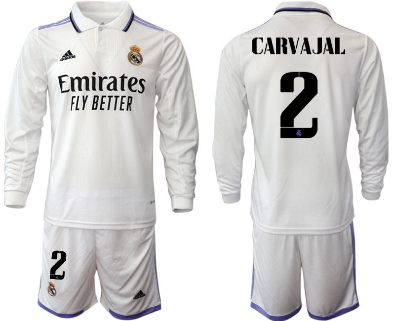 Men 2022-2023 Club Real Madrid home long sleeve white #2 Soccer Jersey->real madrid jersey->Soccer Club Jersey